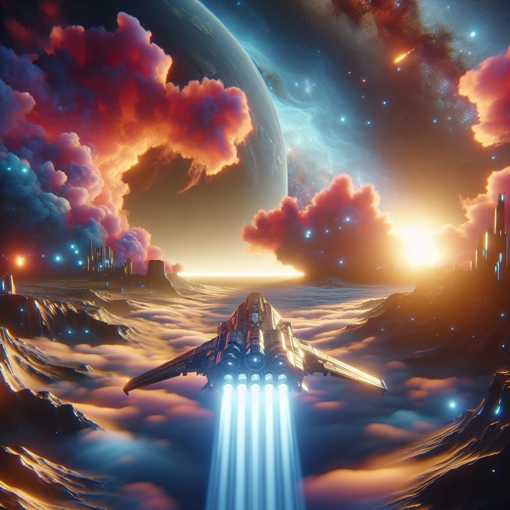 Spaceship Landing on a Mythical Planet in 8K