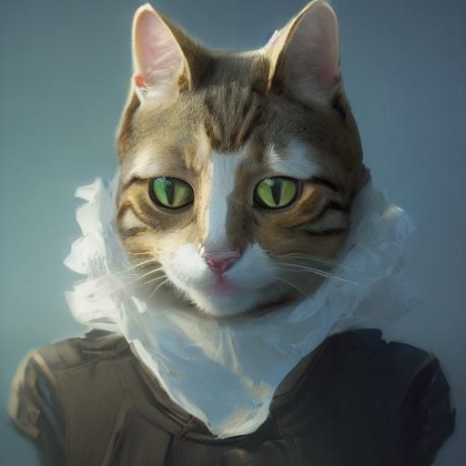 Anthropomorphic Cat Portrait in Hyperdetailed Style