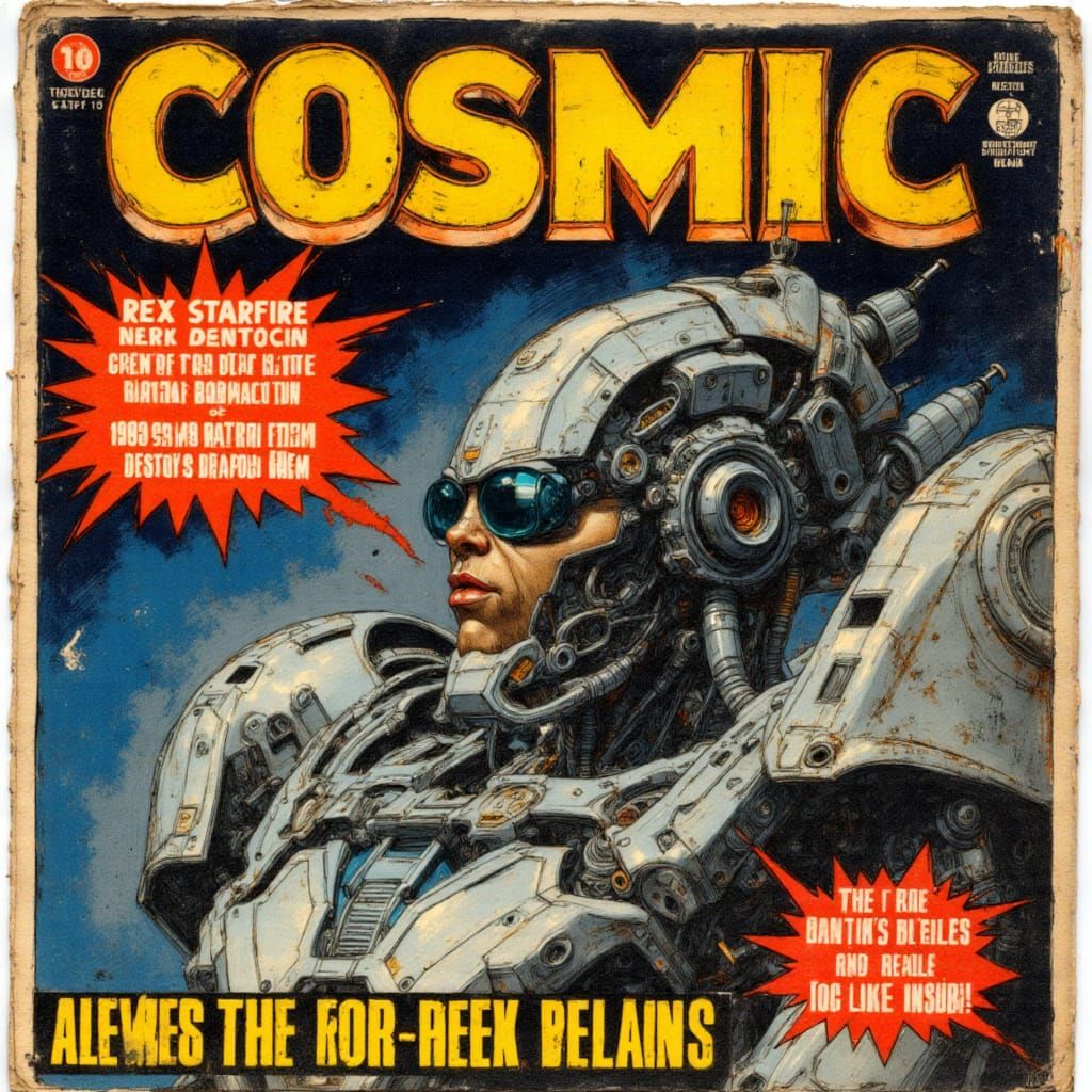 Vintage Sci-Fi Magazine Cover: Rex Starfire vs. Plasma Wrait...