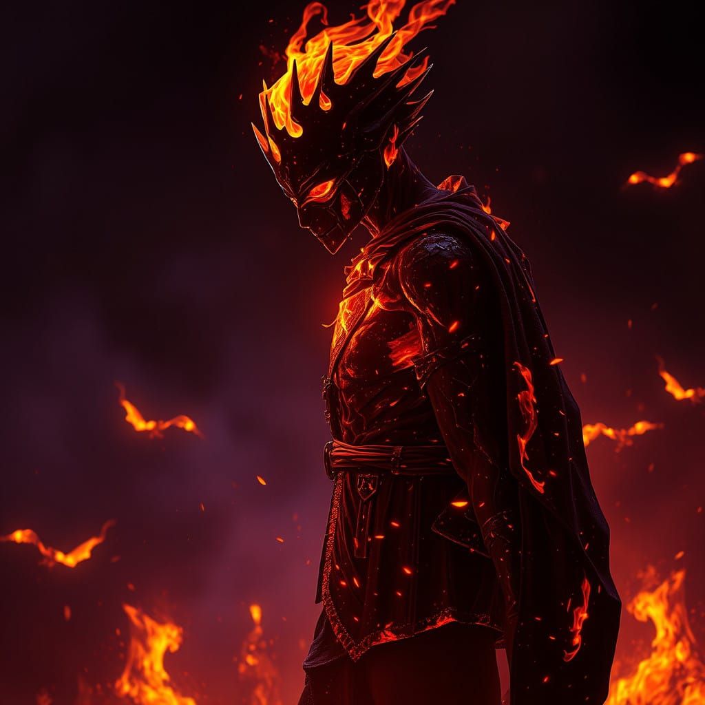 Dramatic Dark Fantasy Figure in Golden Light