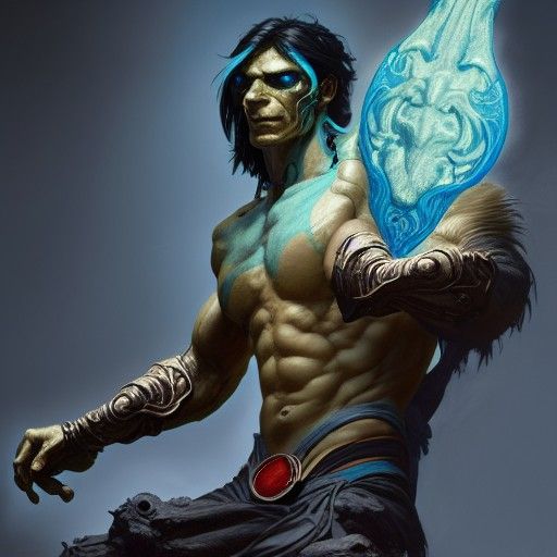 Cel-Shaded Warrior Portrait in Biopunk Style