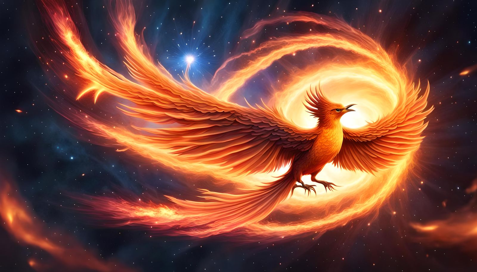 Fiery Phoenix Ascends from Exploding Star