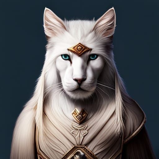 Kawaii Cat as Genghis Khan in MTG Card Style