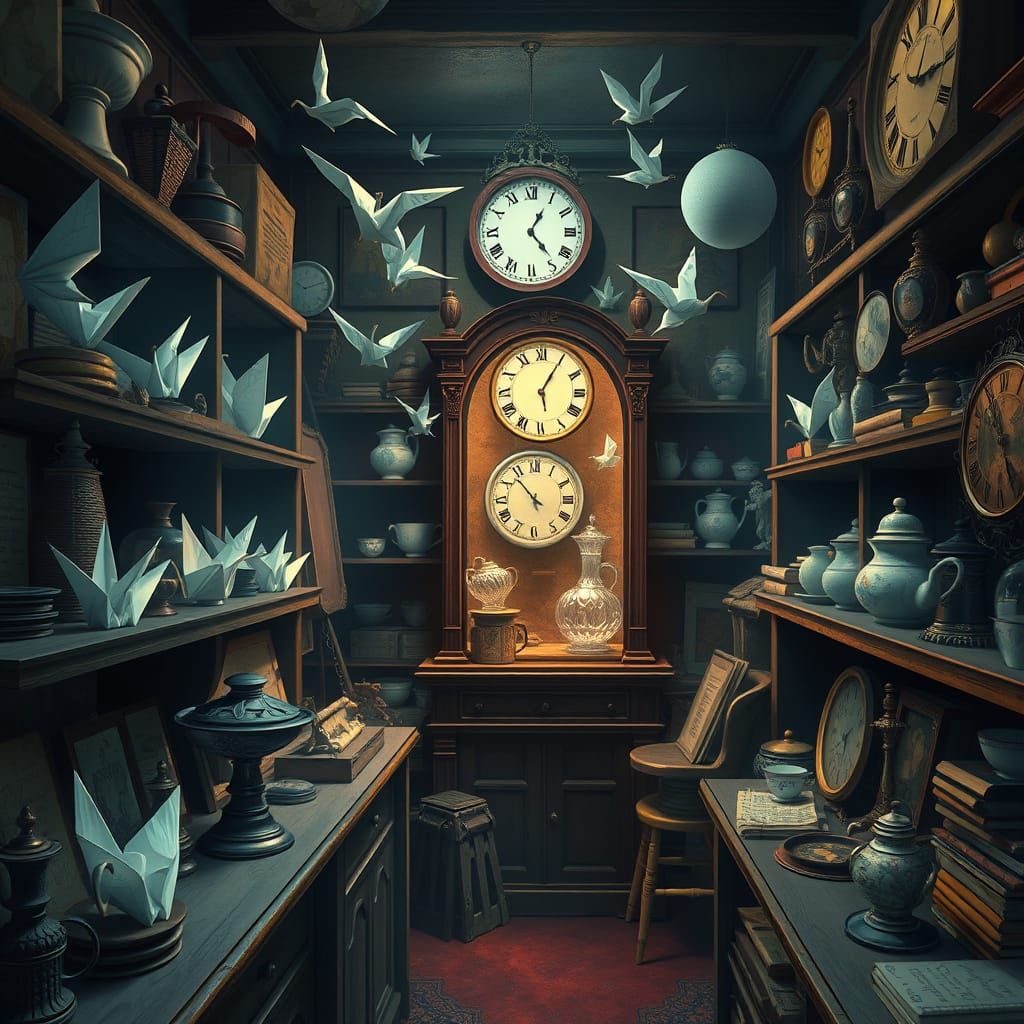 Surreal Emporium of Enigmas: A Moody Shop Interior