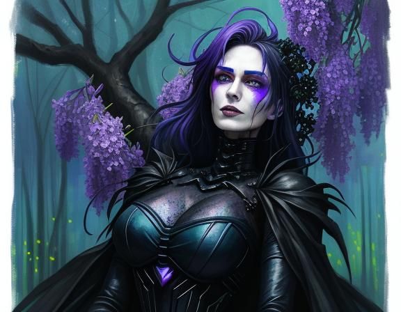 Cybernetic Vampire Ascending in Flames, Neo-Impressionist St...