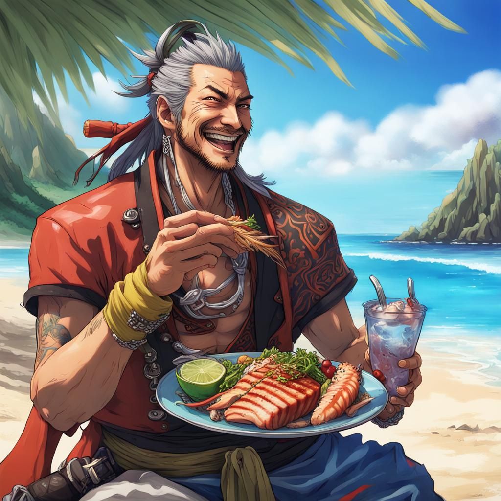 Auron and Jecht on Hawaiian Vacation