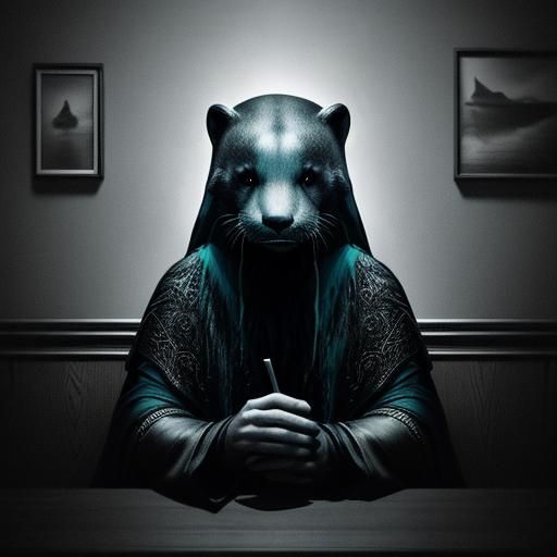 Otter Warrior at Bar in Dark Fantasy Style