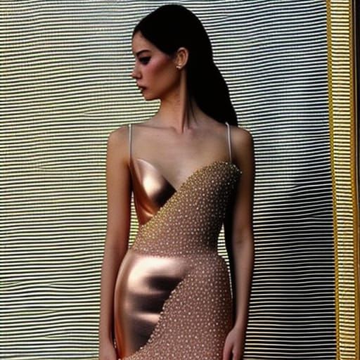 Ethereal rose gold met gala dress made out of rose gold Silk...
