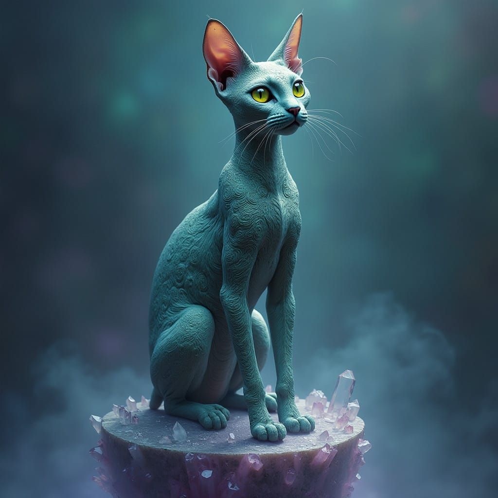 Ethereal Feline Lord in Iridescent Splendor