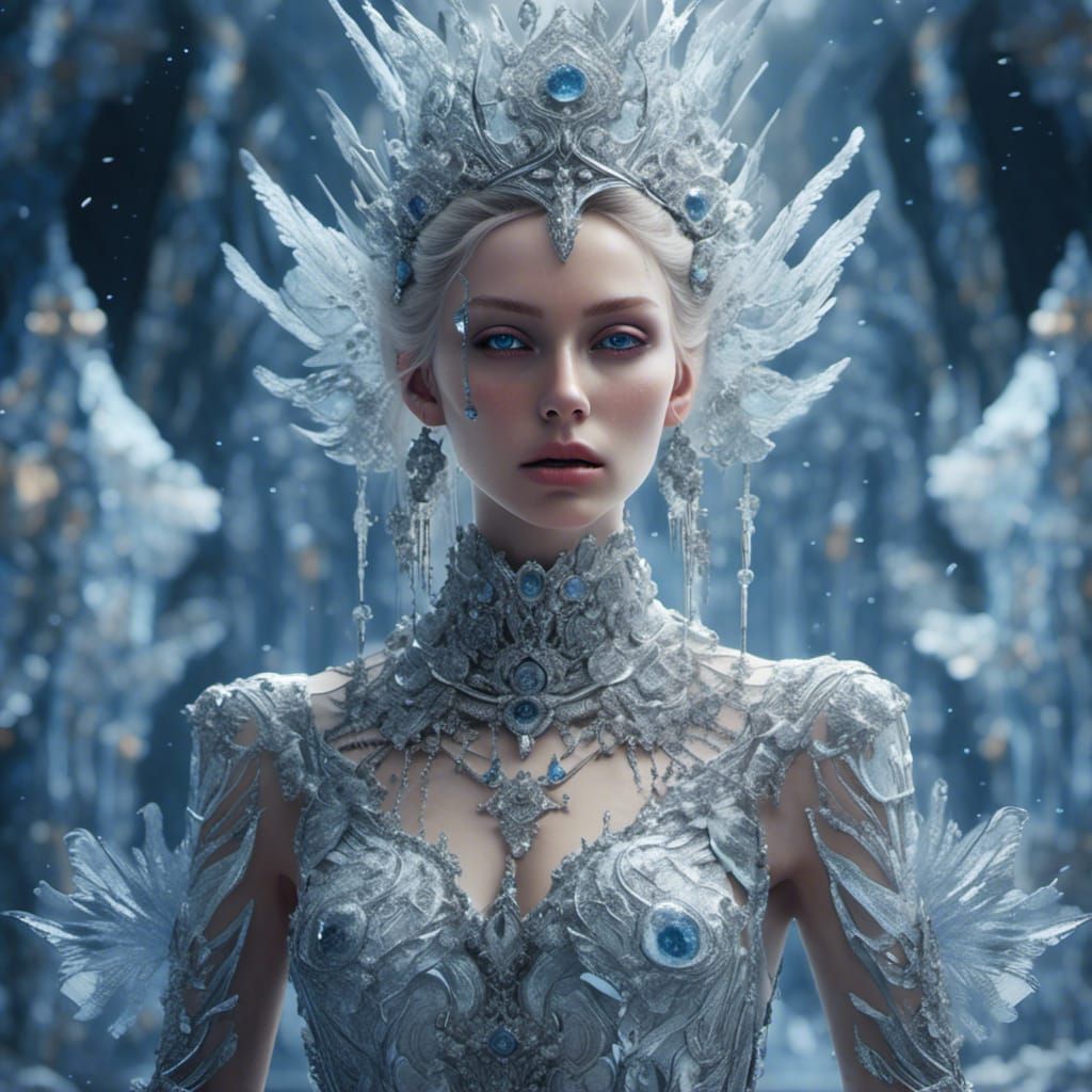 Ice Queen in Silver with Intricate Details