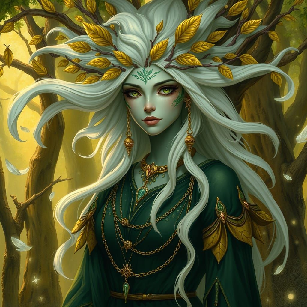 Tree Goddess Hazel Evergreen in Ethereal Forest