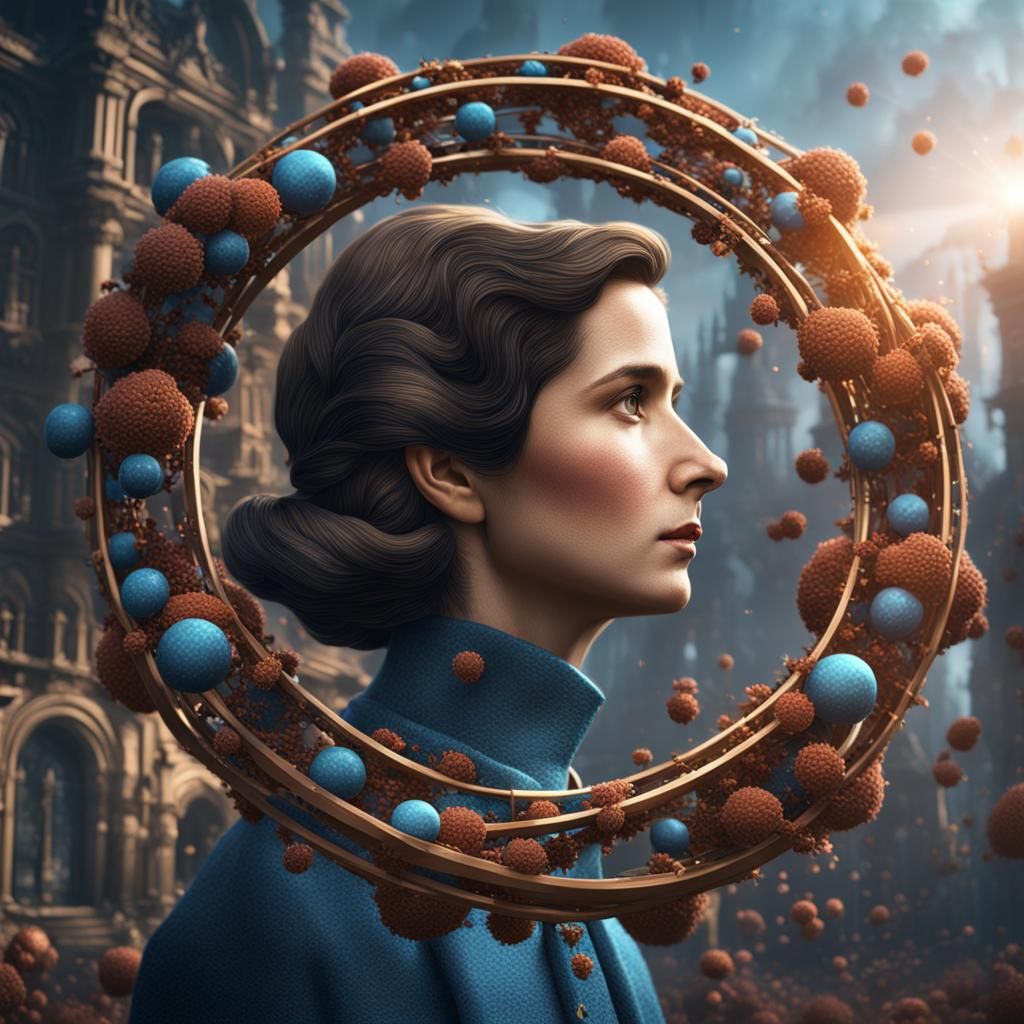 Rosalind Franklin and DNA in Detailed Art