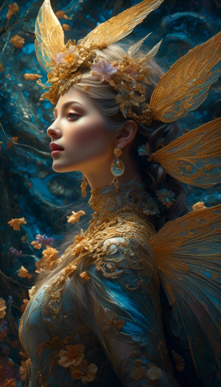 Enamel Fairy in Moonlit Dark Fantasy Style