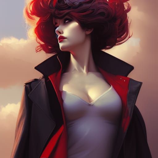 Hyperdetailed Portrait of a Spy with Red Hair