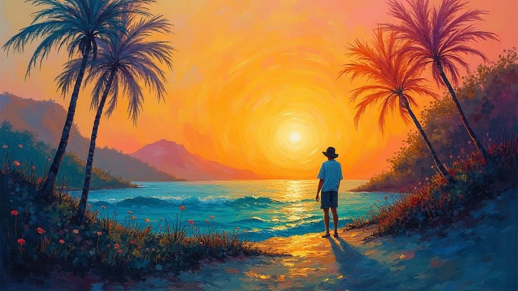 Expressionist Painting with Thick Impasto Layers