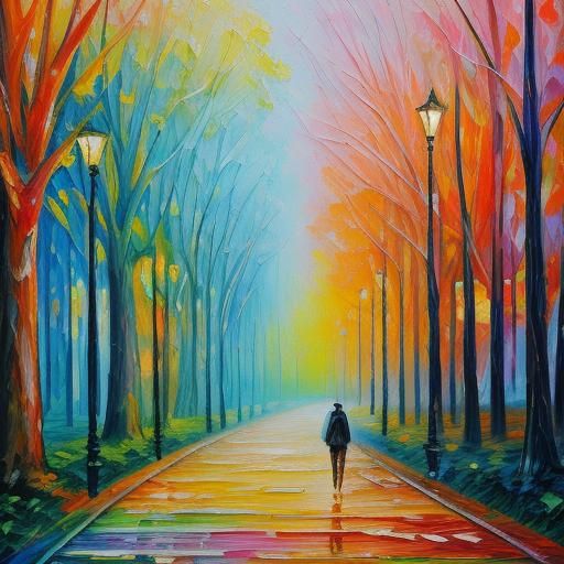 Colorful Neo-Impressionist Painting of Travel Destinations