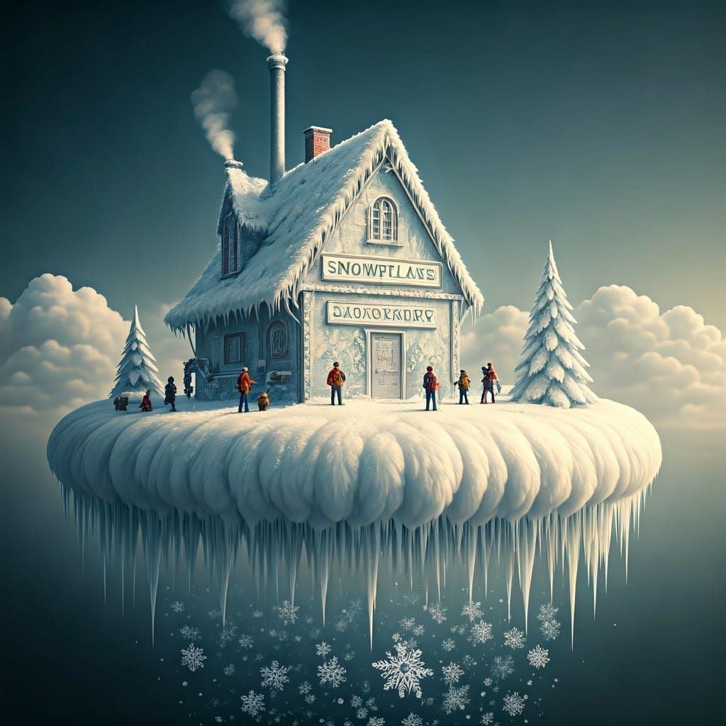 Intricate Ice Factory Atop Airy Cloud