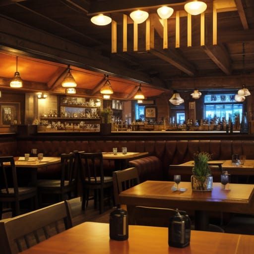 Vibrant Nightlife Scene in a Bustling Restaurant