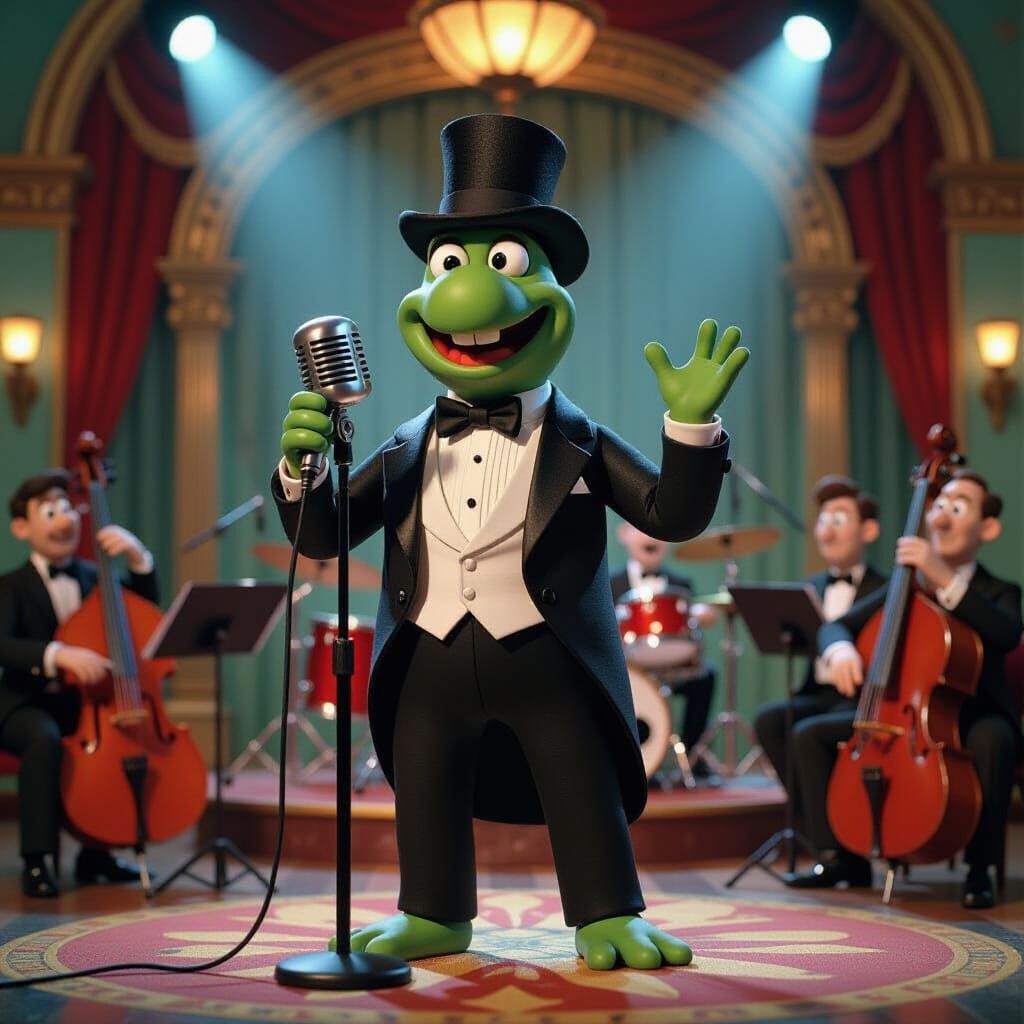 Singing Turtle Performs in Art Deco Claymation Style