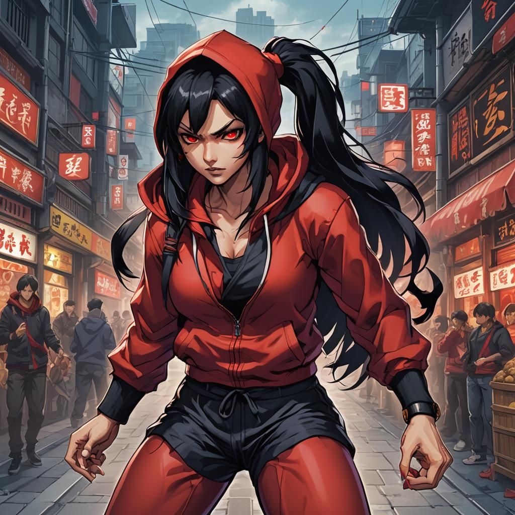 Anime Vampire Character in Street Fighter Style