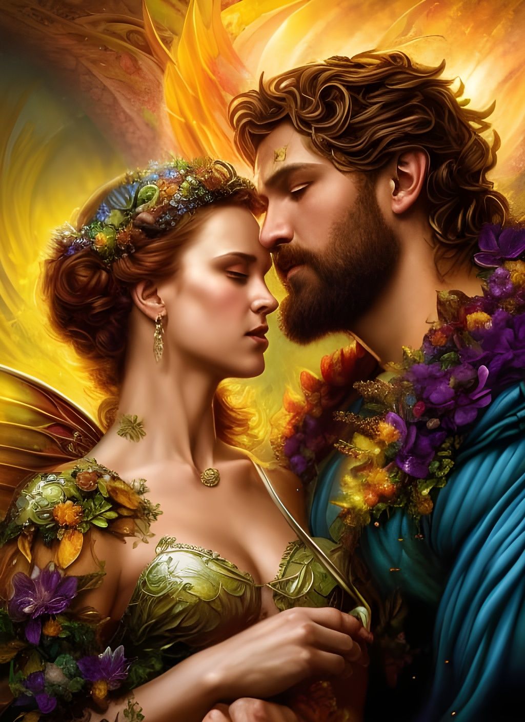 Fae King and Queen Portrait in Fairycore Style