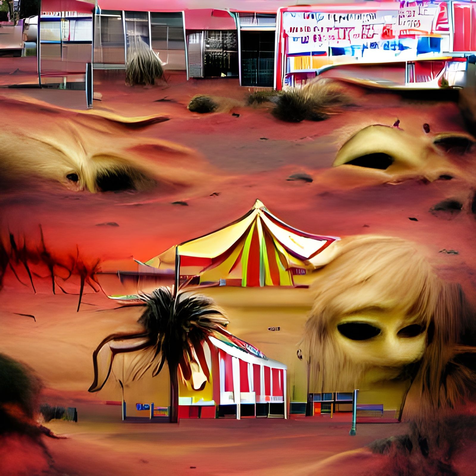 Creepy Desert Carnival: A Surreal Landscape