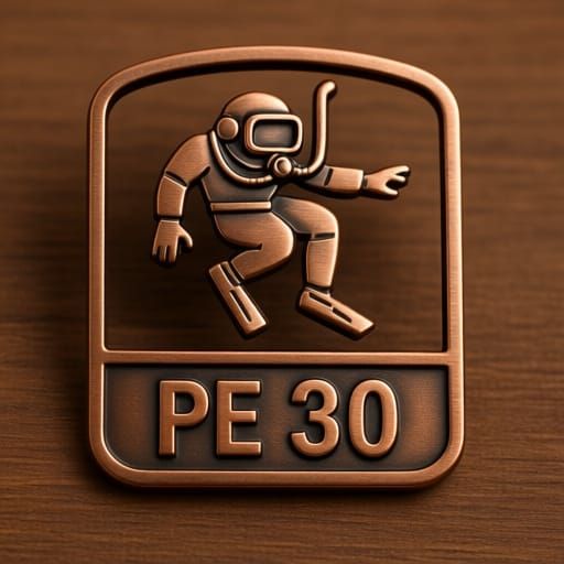 Bronze Scuba Diver Badge with PE 30 Label