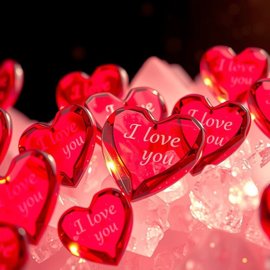 Vibrant Hearts in Soft Pink Crystal