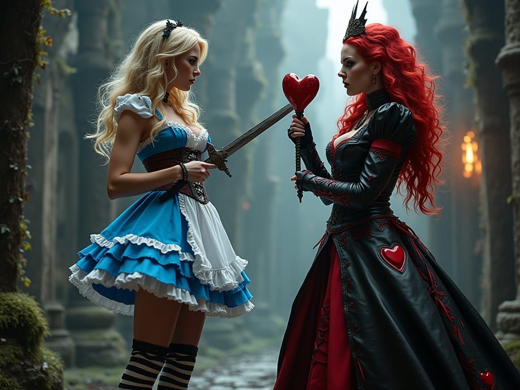 Gothic Alice vs Queen of Hearts in Fantasy Battle