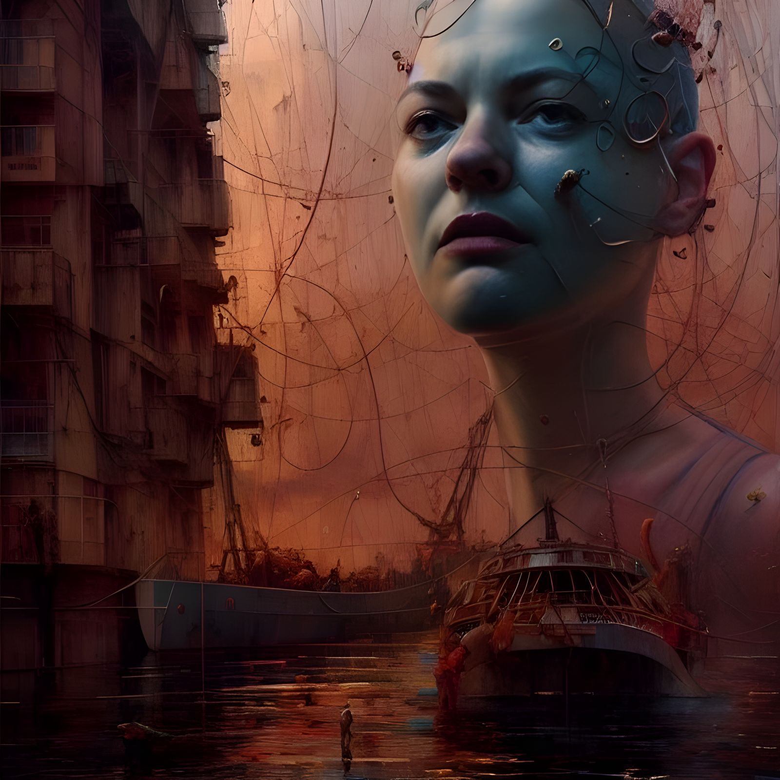 Dystopian Ship in Clockpunk Steampunk Style