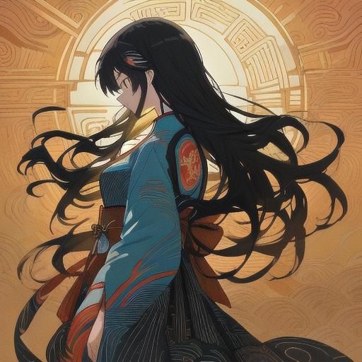 Anime Girl in Kyonshi Outfit: Vibrant Digital Art