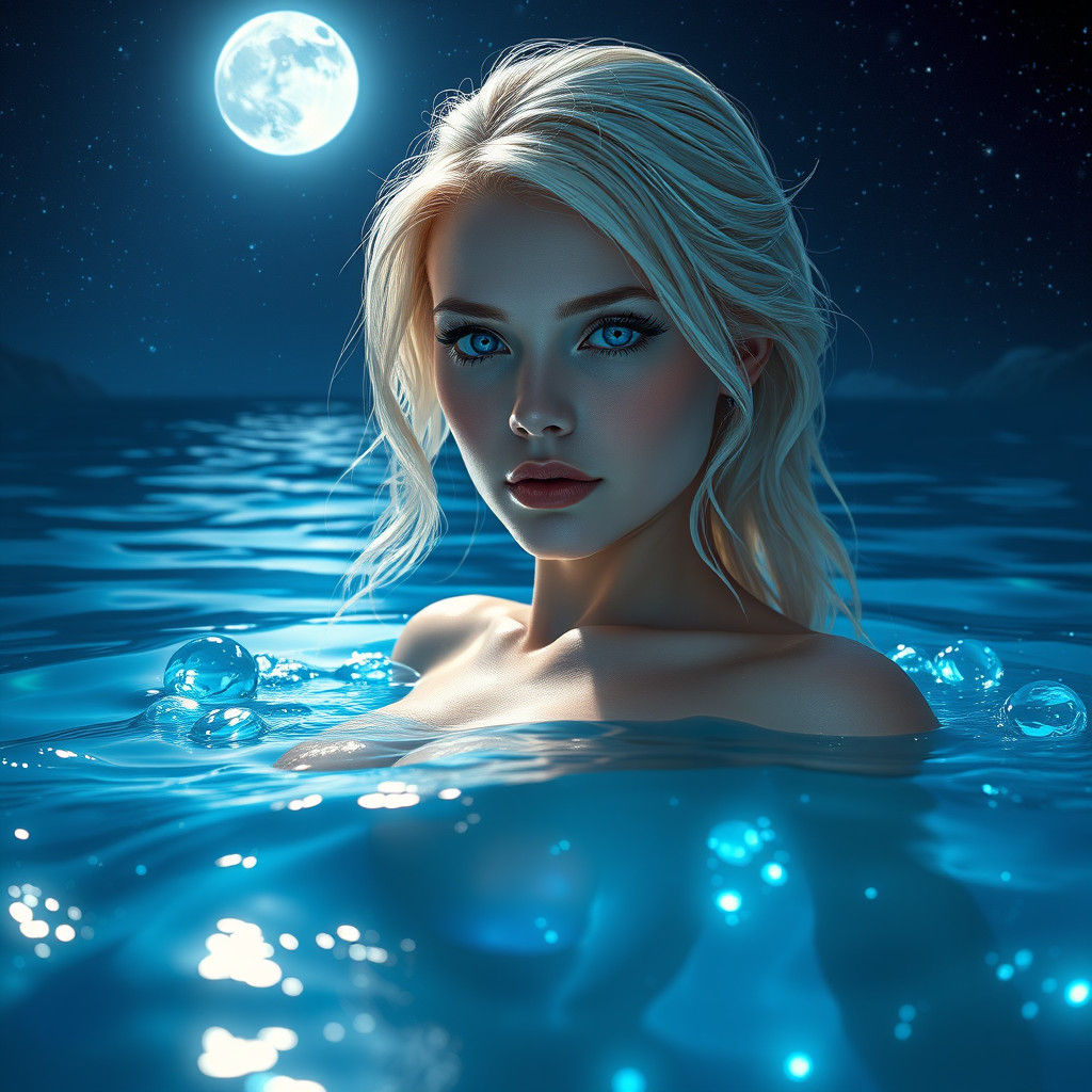 Bioluminescent Ocean Swim: Hyperrealistic Fantasy Concept Ar...