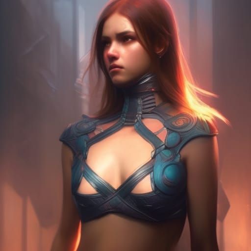 Muscular Woman Portrait in Dynamic Lighting