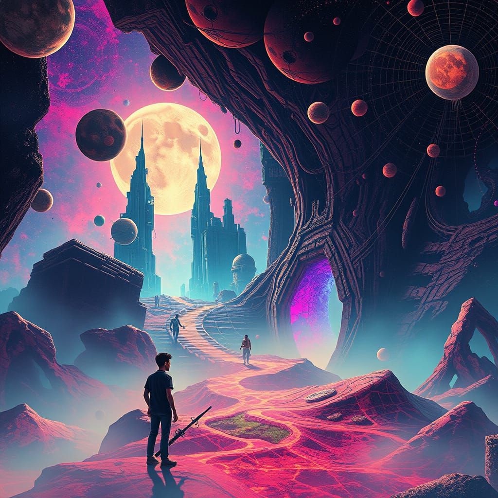 Dreamlike Scene with Vibrant Colors in Digital Art Style