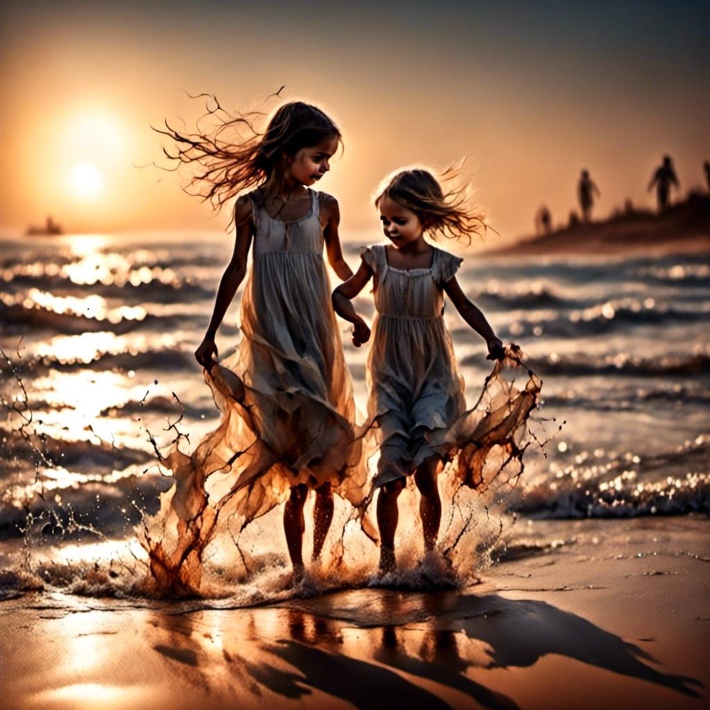 Chubby Party Girls at the Beach in Cartoon Style