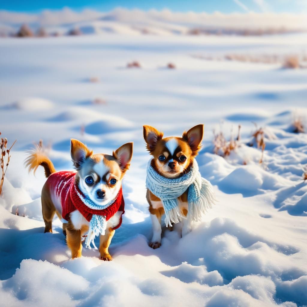 Winter Wonderland Chihuahua Captured in Cinematic Film Still