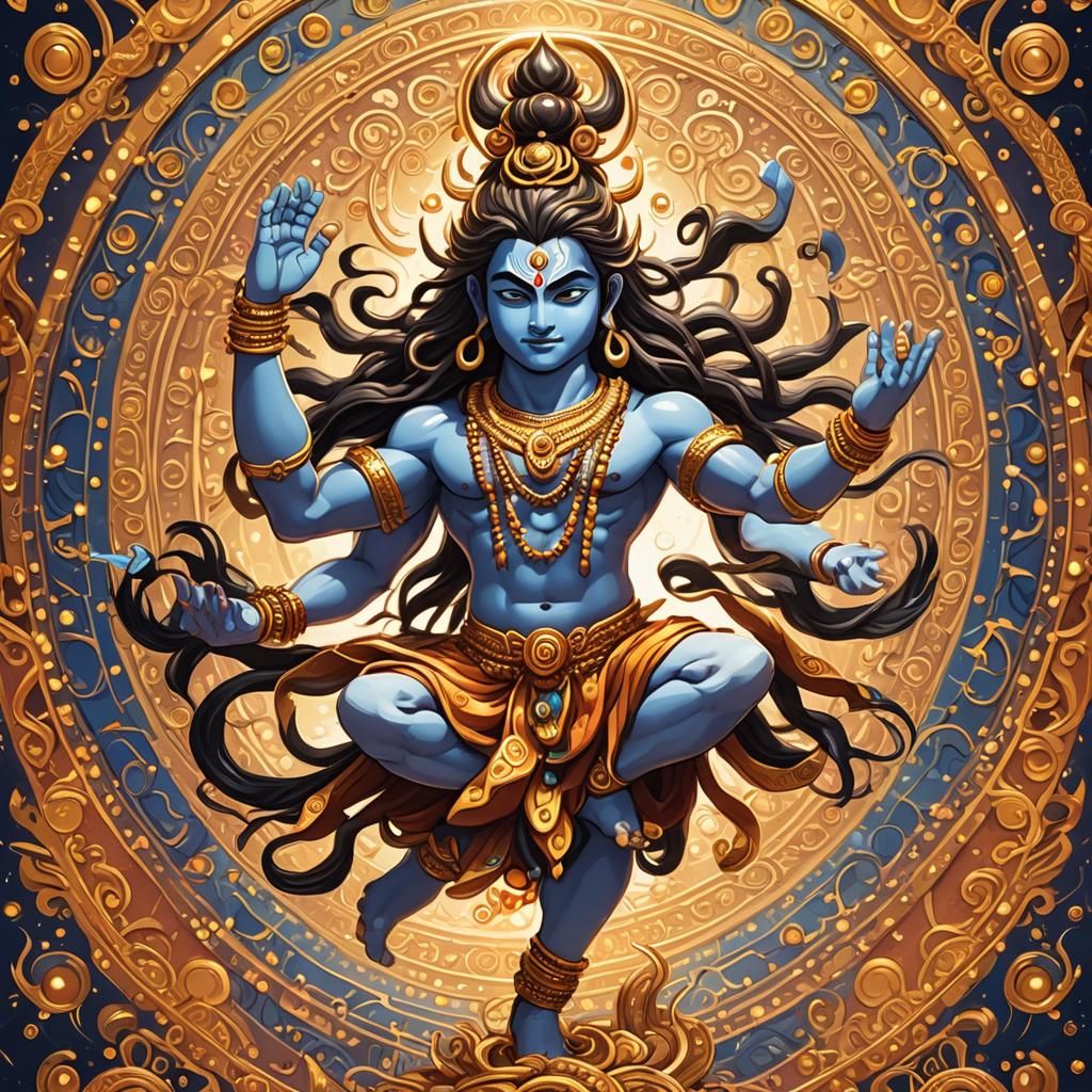 Chibi Lord Shiva Nataraj Dance in Anime Style