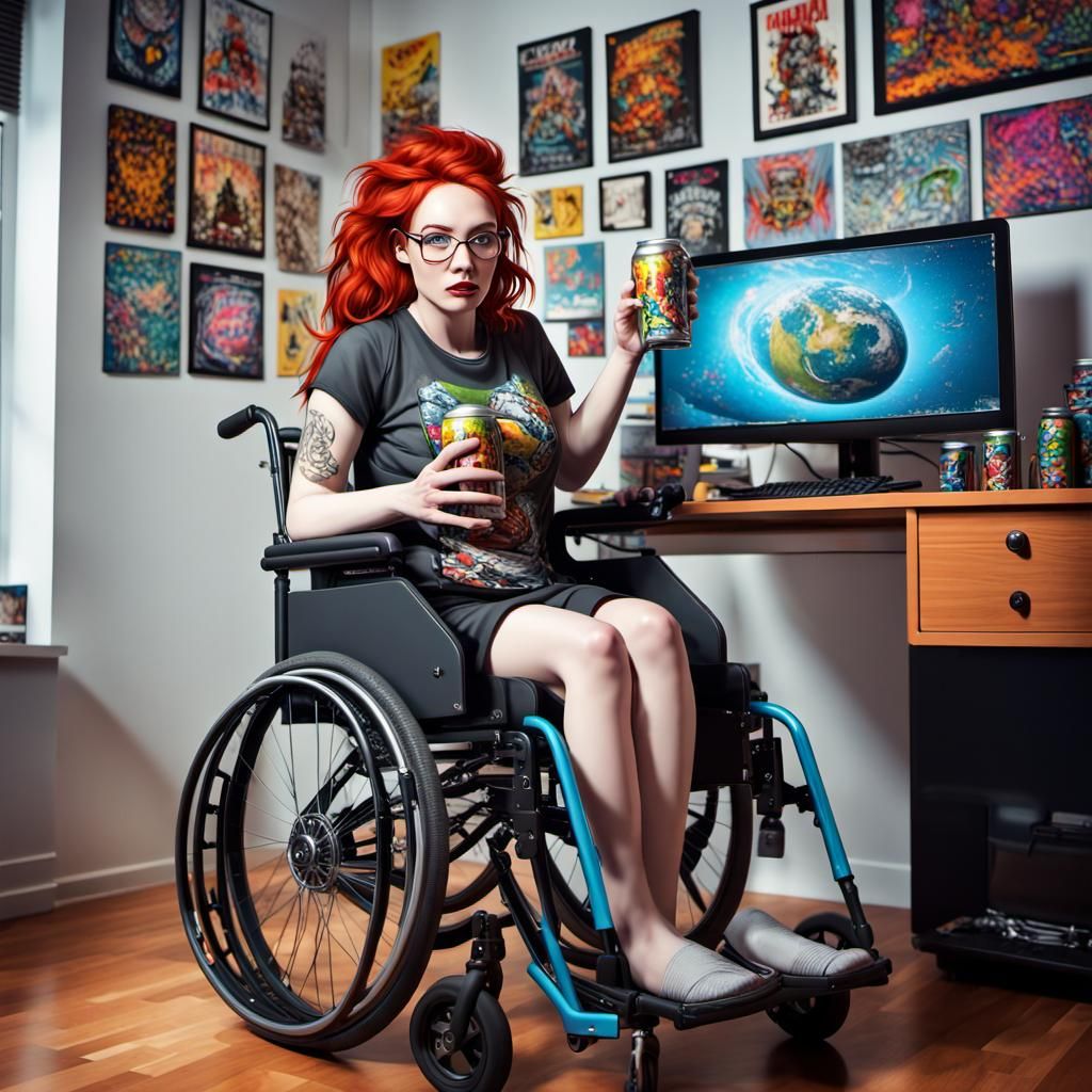 Punk Gamer Girl in High-Tech Room