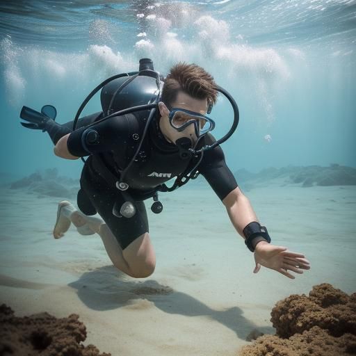 Scuba Diver Sinking in Quicksand: Professional Photography
