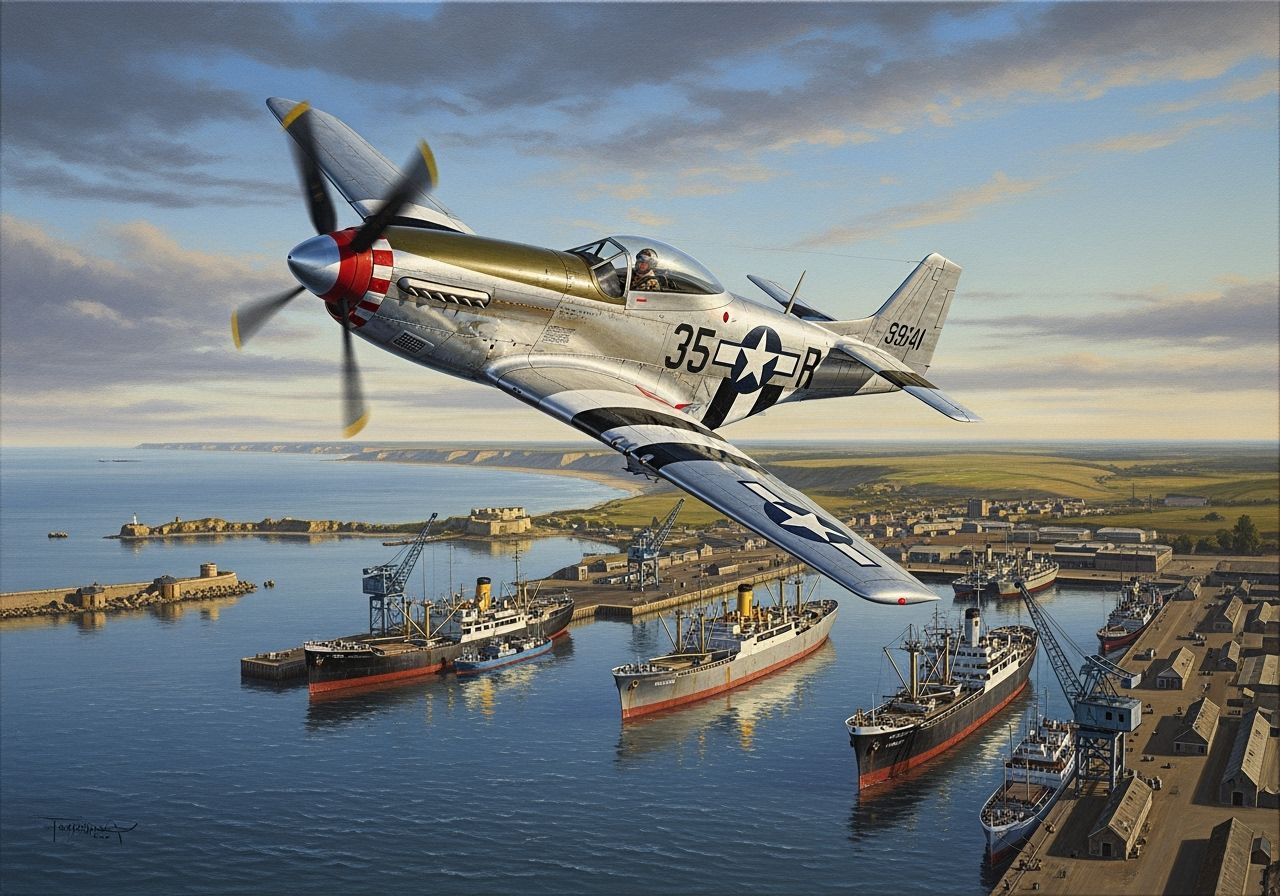 P-51D Mustang Soaring Over Pas-de-Calais Harbor