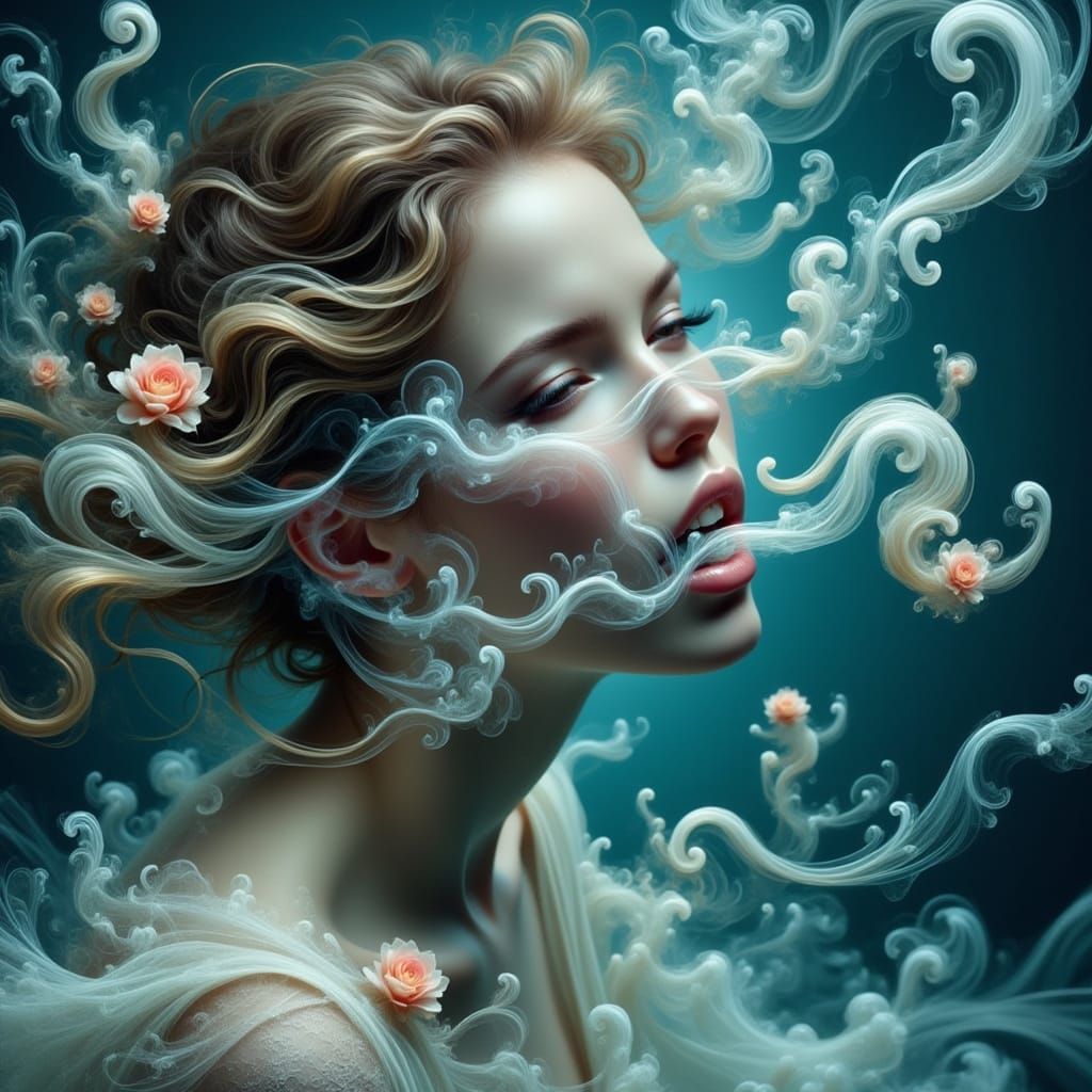 Ethereal Woman with Tentacles in Dark Surrealism