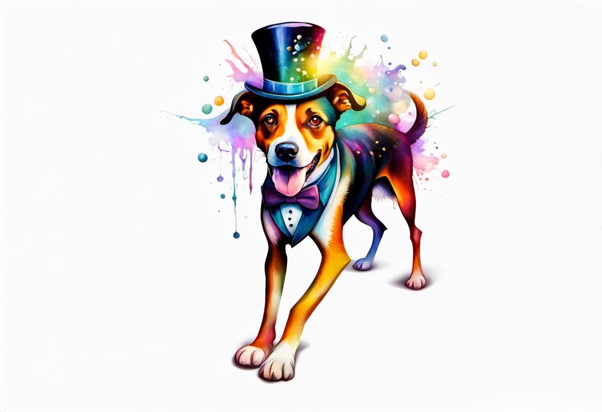 Goofy Dog in Top Hat: Surreal Art Deco Jazz