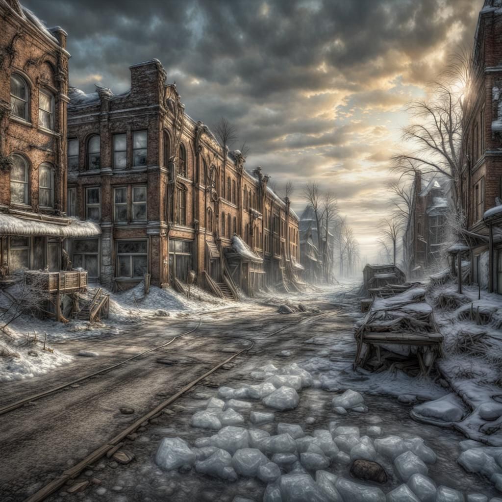 Post-Apocalyptic Ice Age: Hyperrealistic Landscape