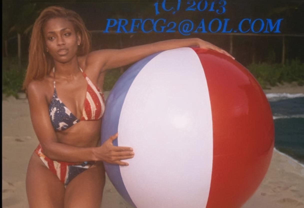 Vibrant Surrealism: Woman with Beach Ball