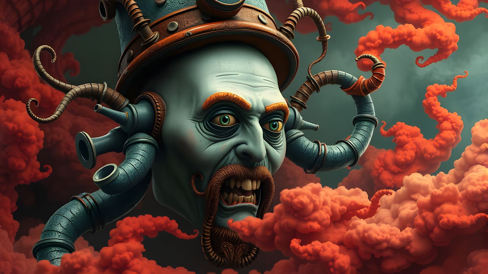 Ethereal Hieronymus Bosch-Inspired Figure Amidst Whirling Re...