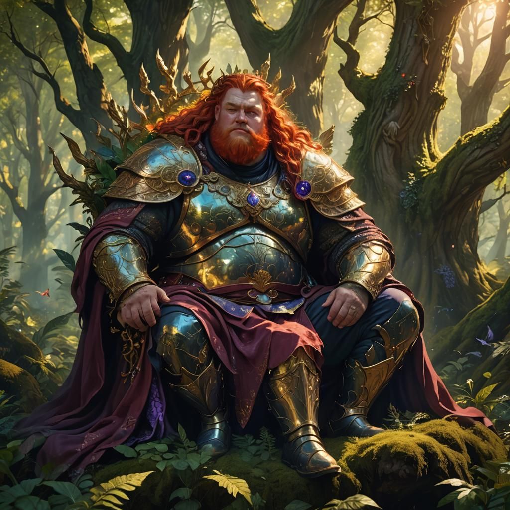 Fantasy King on Forest Throne: Detailed Concept Art