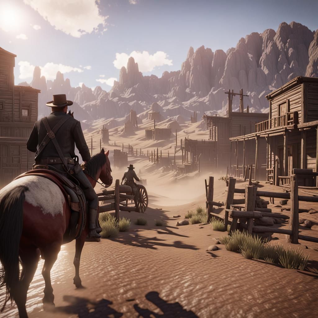 Red Dead Redemption: Epic 3D Videogame Scene