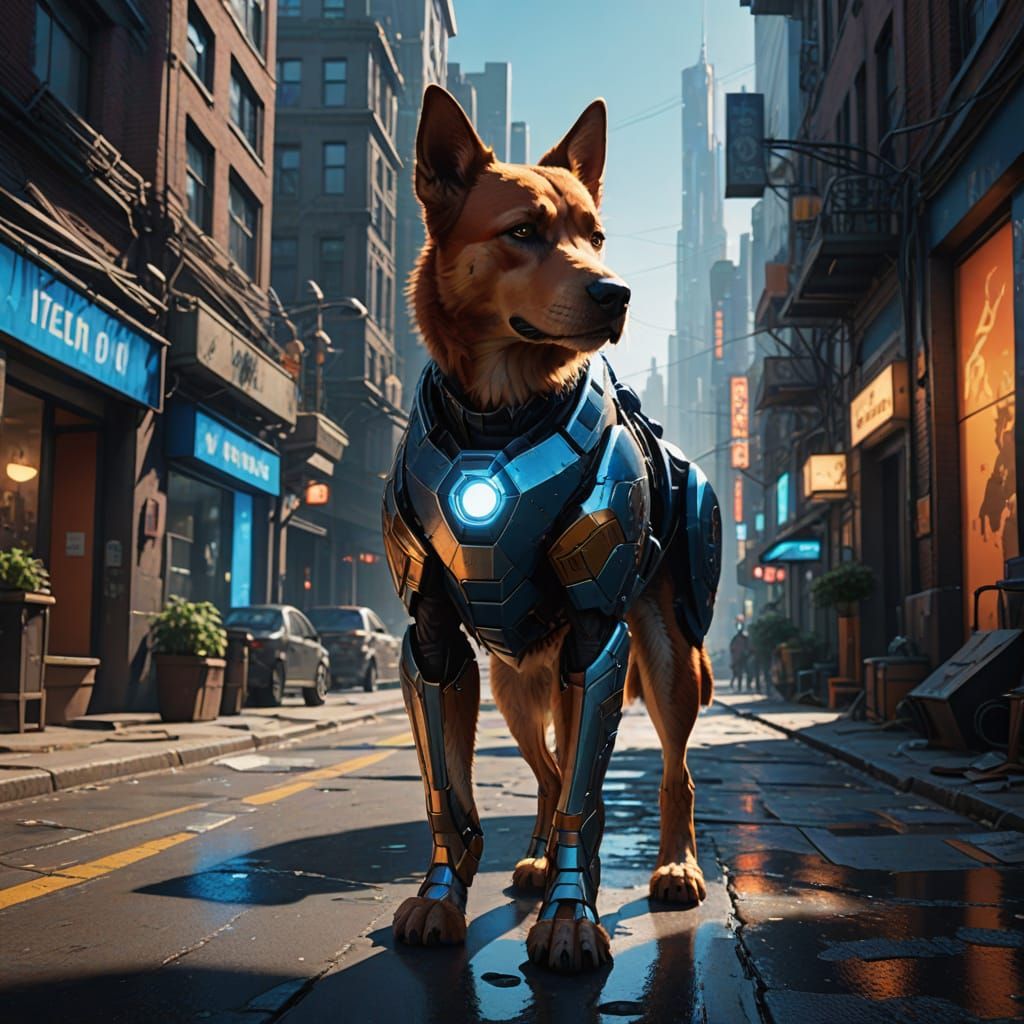 Heroic Canine in Iron Man Armor