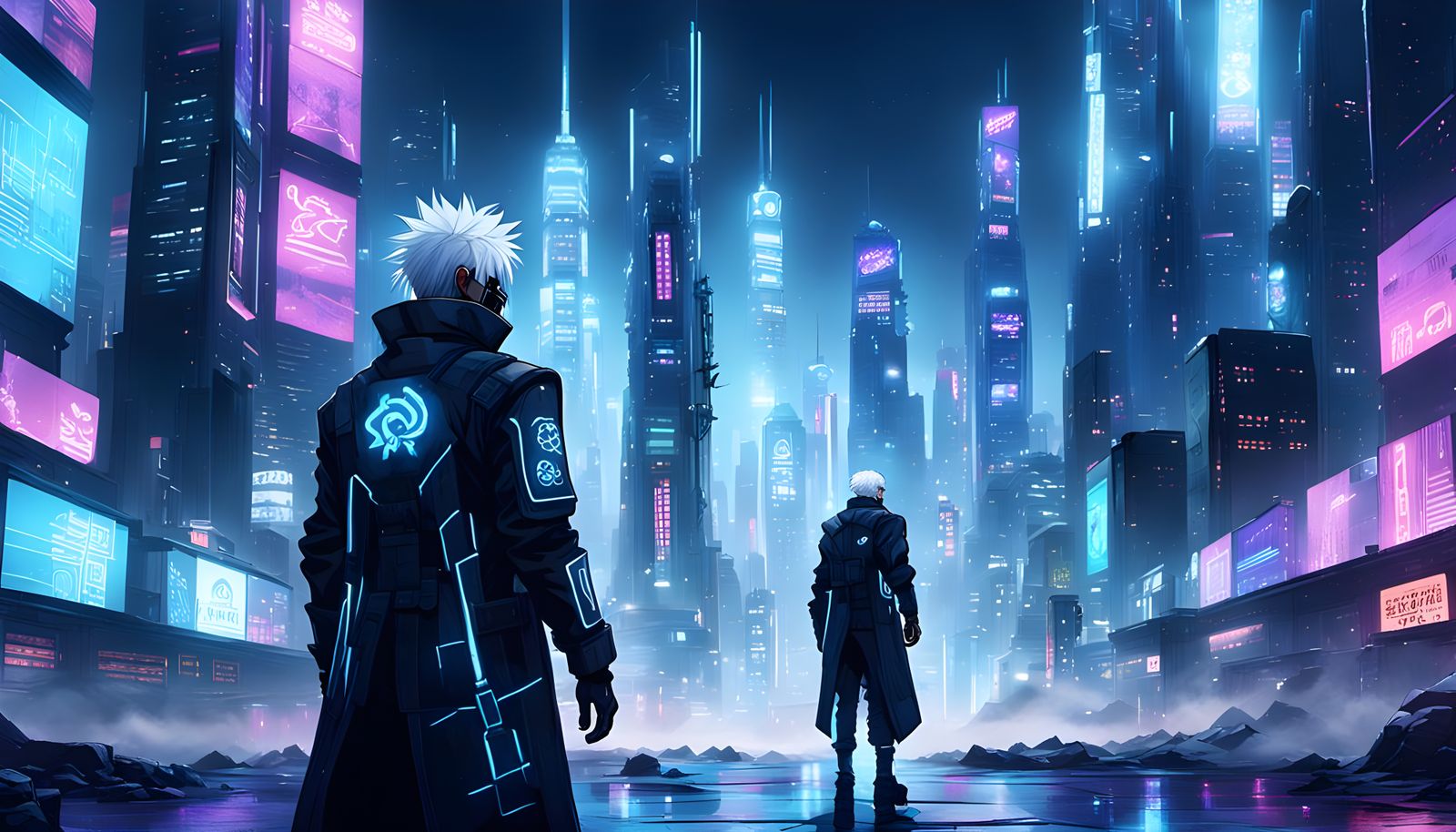 Gojo Satoru in Futuristic City, Syd Mead Inspired