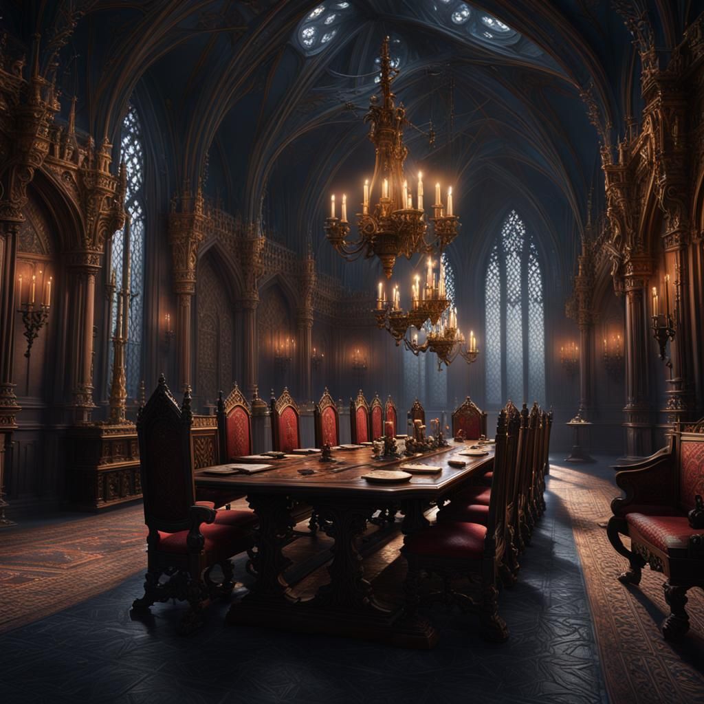 Gothic Council of Elders: Detailed Matte Painting